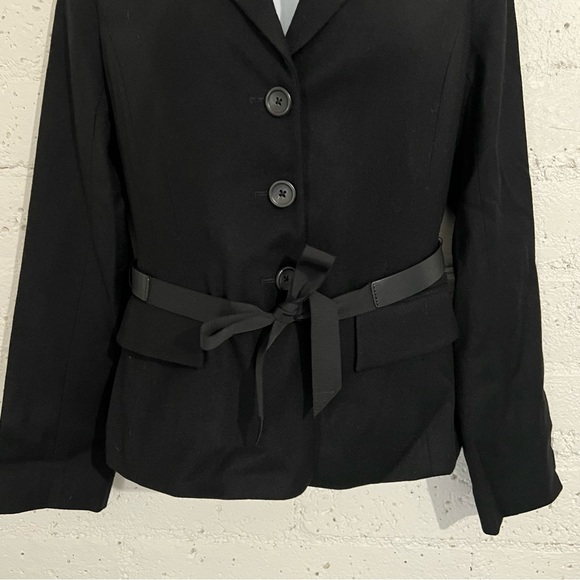 Banana Republic Womens Blazer Jacket 6 Black Belt 3 Button Wool Blend Lined AG6 - Picture 3 of 5